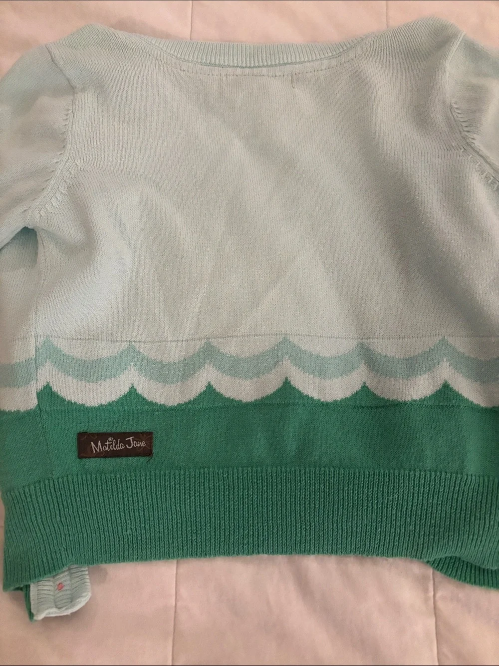 Matilda Jane Sz 4 girls Light Aqua Swan Cardigan Sweater